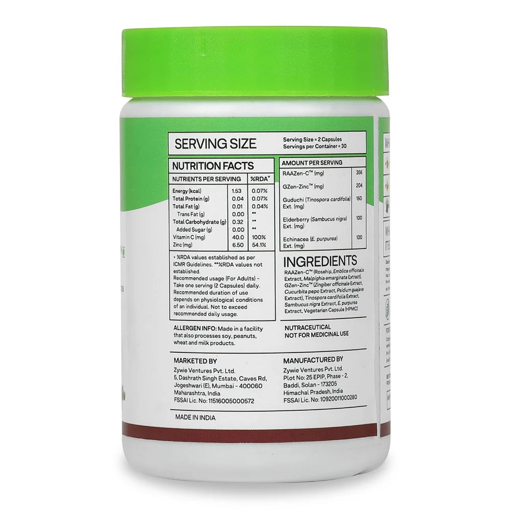 OZiva Plant Based Bettr.C+ With Rosehip, Elderberry & Echinacea -60 Caps