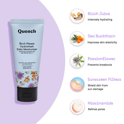 Quench Botanics Birch Please Hydro Fresh Daily Moisturizer With SPF 40+ PA++ - Korean Skincare - 50 ml