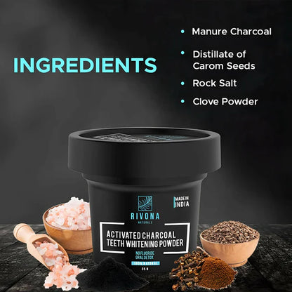 Rivona Naturals Activated Charcoal Teeth Whitening Powder - 35 gm