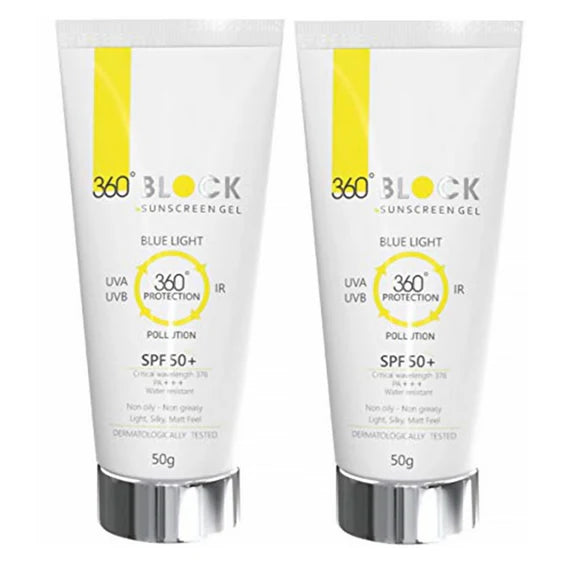 360 Block Sunscreen Gel SPF 50+ - Protects From UVA,UVB - 50 gm - Pack of 1