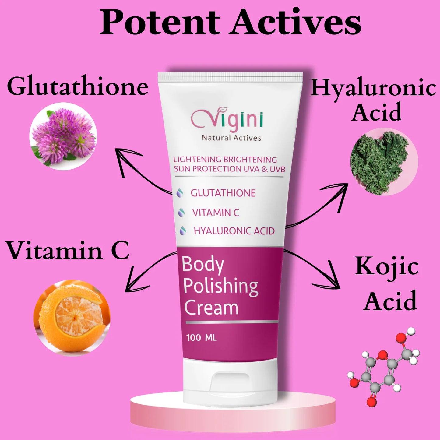 Vigini Whitening Lightening Body Polishing Day Night Gel Cream - 100 ml