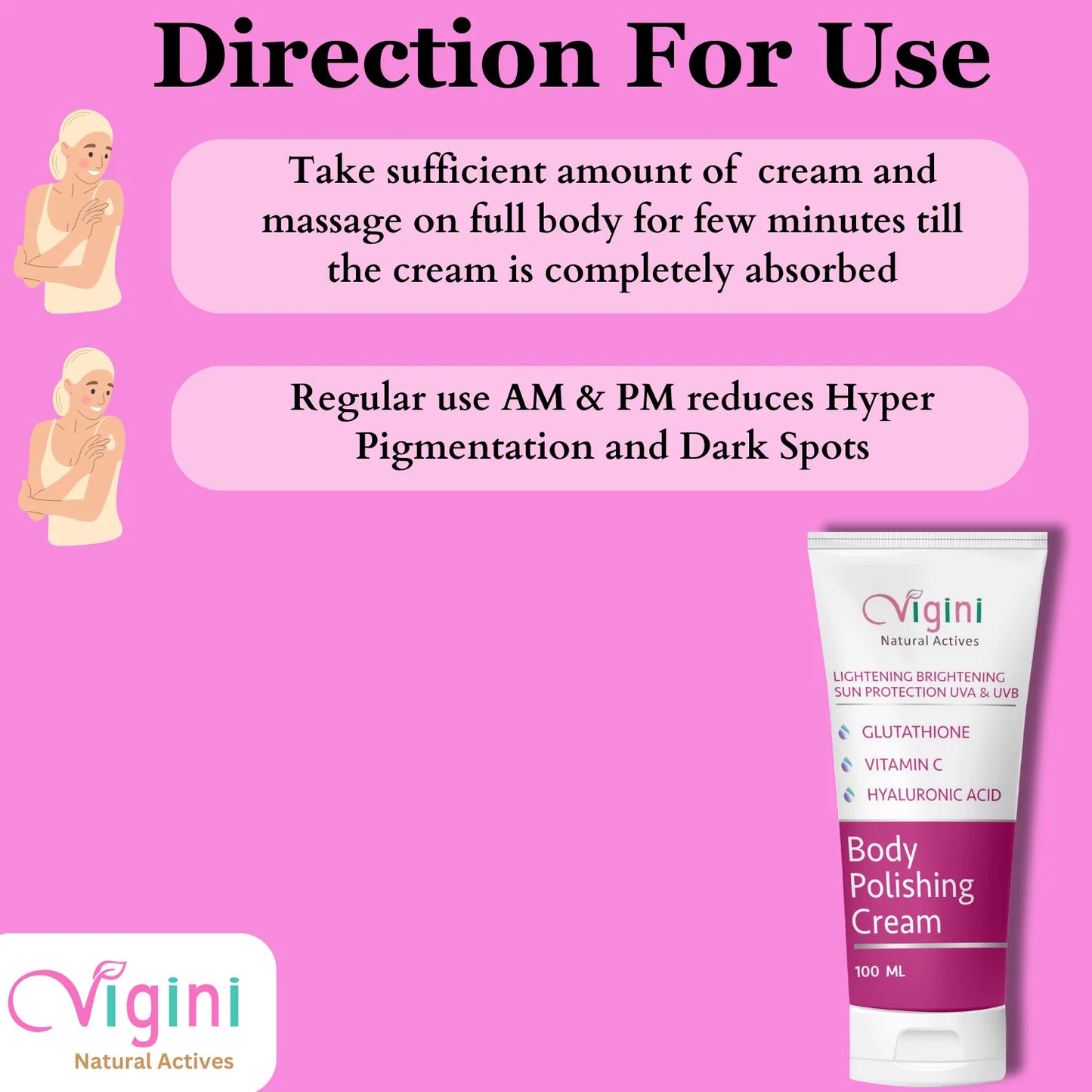 Vigini Whitening Lightening Body Polishing Day Night Gel Cream - 100 ml
