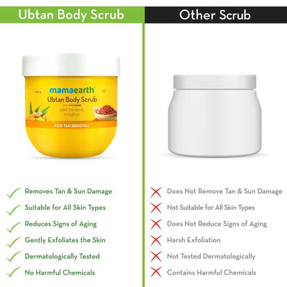 Mamaearth Ubtan Face Mask & Body Scrub with Turmeric & Saffron Combo For Tan Removal -combo