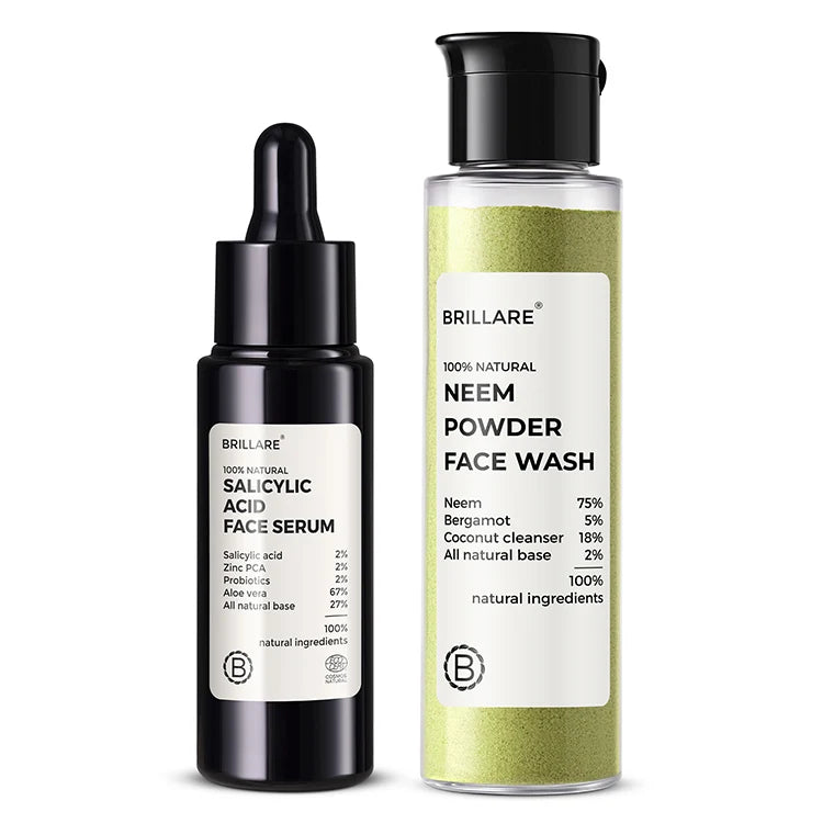 2% Salicylic Acid Face Serum & Neem Powder Face Wash (30g) Combo for acne-prone skin