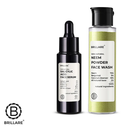 2% Salicylic Acid Face Serum & Neem Powder Face Wash (30g) Combo for acne-prone skin