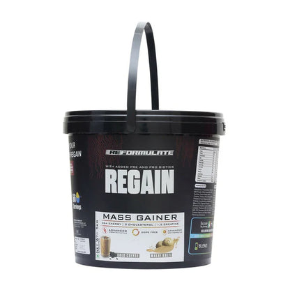 Reformulate Regain I Mass Gainer with Added Pre and Pro Biotics I 364 Energy | 1.5 Creatine - Cold Coffee & Malai Kulfi - 5 kg