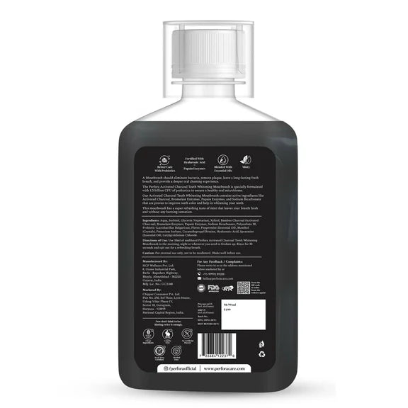 Perfora Activated Charcoal Mouthwash - Fresh Mint - 200 ml