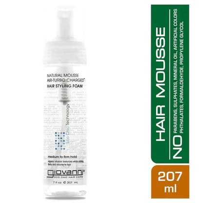 Giovanni Organic Natural Mousse Air-Turbo Charged Hair Styling Spray Foam - 207 ml