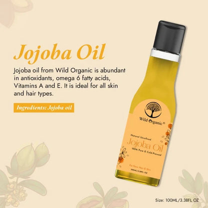 Wild Organic Cold Pressed Unrefined Jojoba Oil - 100 ml