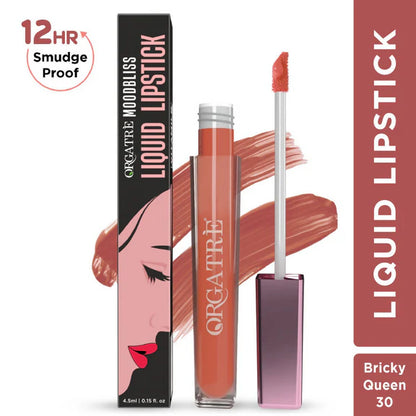 Orgatre Moodbliss Waterproof Glossy Liquid Lipstick - Bricky Queen - 4.5 ml