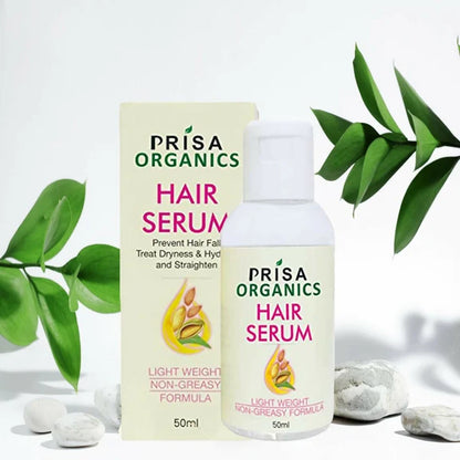 Prisa Organics Hair Serum With Argan Oil & Vitamin E - Promotes Hair Growth, Prevents Hair Loss and Thinning - 50 ml