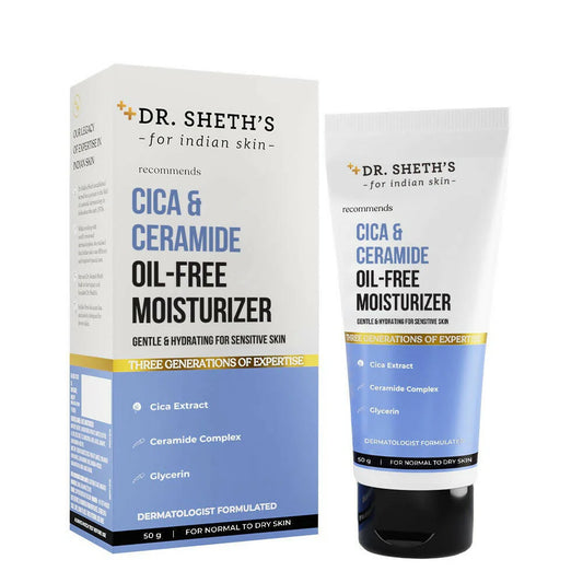 Dr. Sheth's Cica & Ceramide Oil-Free Moisturizer Deeply Hydrates & Nourishes, For Normal to Dry Skin