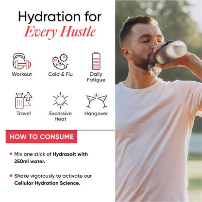 Wellbeing Nutrition Hydrasalt Electrolyte Drink Instant Hydration Raspberry Lemon - 6 gm - Pack of 15