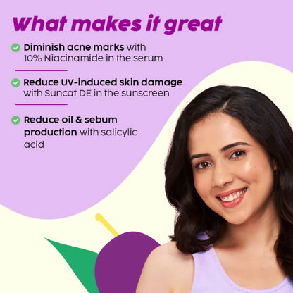 PLIX The Plant Fix 0.1% Salicylic Acid Mattifying Sunscreen SPF50+ PA+++ & Niacinamde Serum - combo