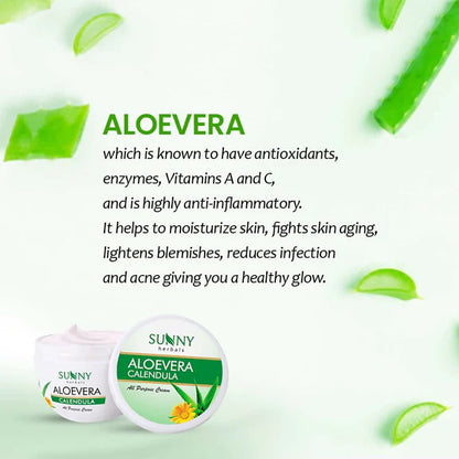 Sunny Herbals Aloevera Calendula All Purpose Cream - 125 gm - Pack of 2