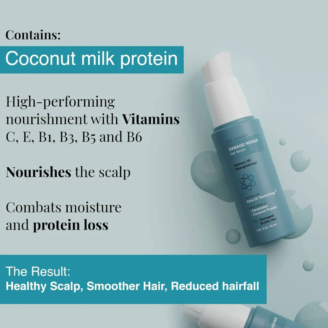 Bare Anatomy Damage Repair Hair Serum for Hair Strengthening with Coconut Milk Protein & Ceramides