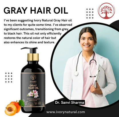 Ivory Natural Gray Oil Restore Natural Black Hair And Shine - 200 ml