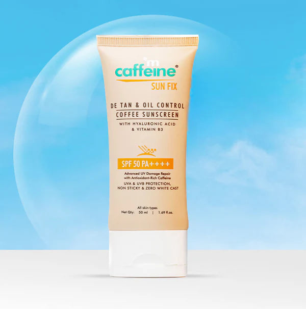 mCaffeine Sun Fix Detan & Oil Control Coffee Sunscreen SPF 50 PA++++, Lightweight & No White Cast - 50 ml