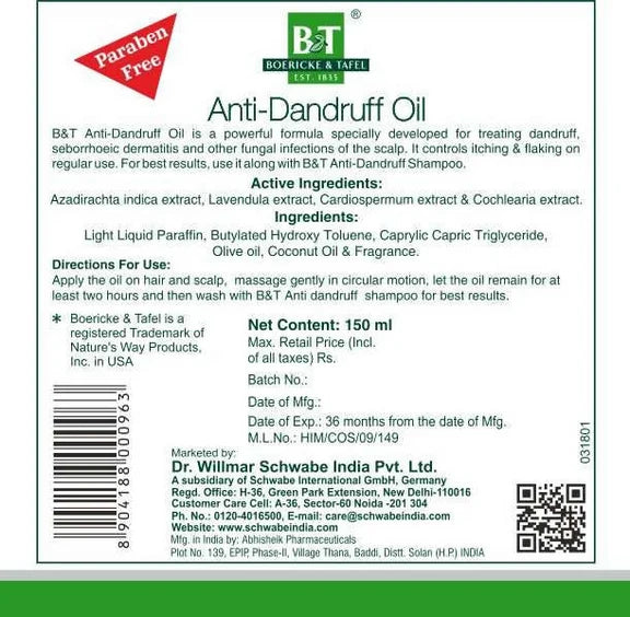 Boericke & Tafel Anti-Dandruff Oil - 150 ml