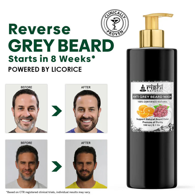 Rishi Natural Anti Grey Beard Wash Restore Natural Beard Color - 120 ml