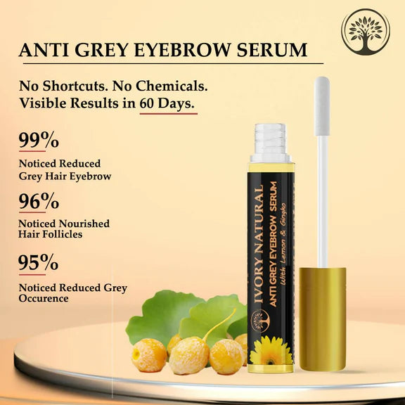 Ivory Natural Grey Eyebrow Serum - Rejuvenates, Nourishes, And Restores Natural Color Of Eyebrows - 10 ml