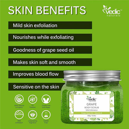 Vedic Naturals Grape Body Scrub - 450 gm