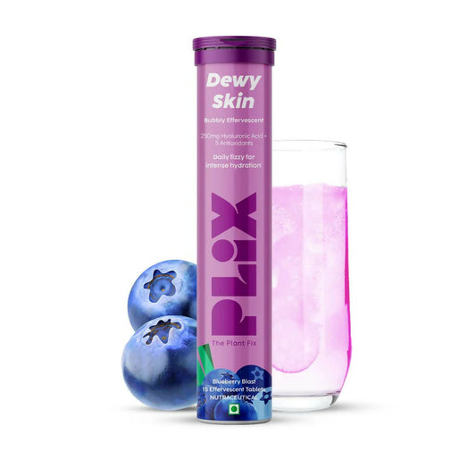 PLIX The Plant Fix Dewy Skin Hyaluronic Acid Effervescent Tablets For Radiant Skin - Blueberry