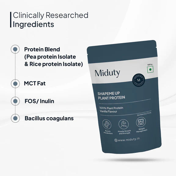 Miduty by Palak Notes Shapeme Up Plant Protein Powder - 500 gm