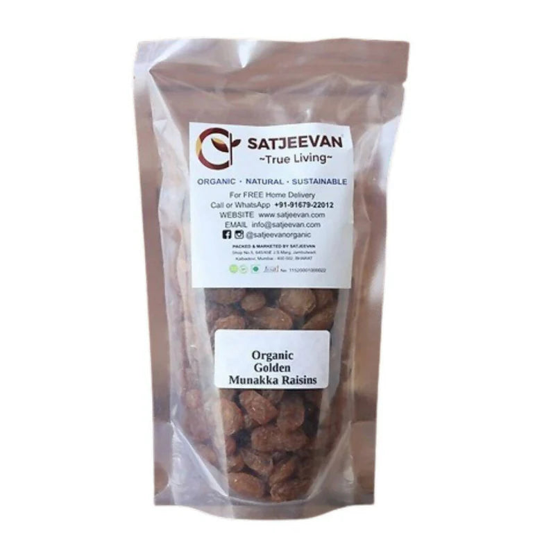 Satjeevan Organic Golden Munakka Raisins - 200 gm