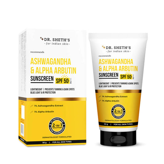 Dr. Sheth's Ashwagandha & Alpha Arbutin Sunscreen SPF 50+ PA++++