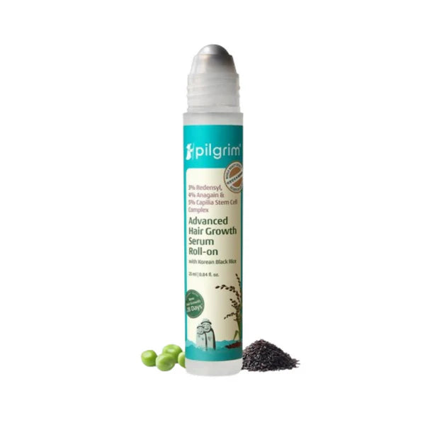 Pilgrim 3% Redensyl, 4% Anagain & 5% Capilia Stem Cell Complex Advanced Hair Growth Serum Roll-On - 25 ml