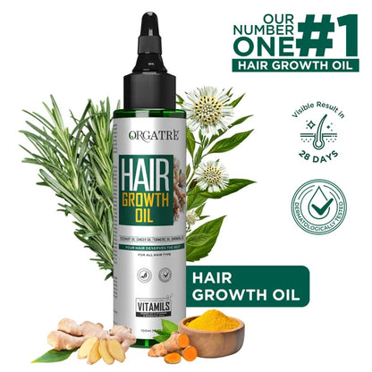 Orgatre Hair Growth Oil With 28 Herbal Oils ??Promotes Hair Growth, Reduces Hair Fall & Dandruff - 100 ml