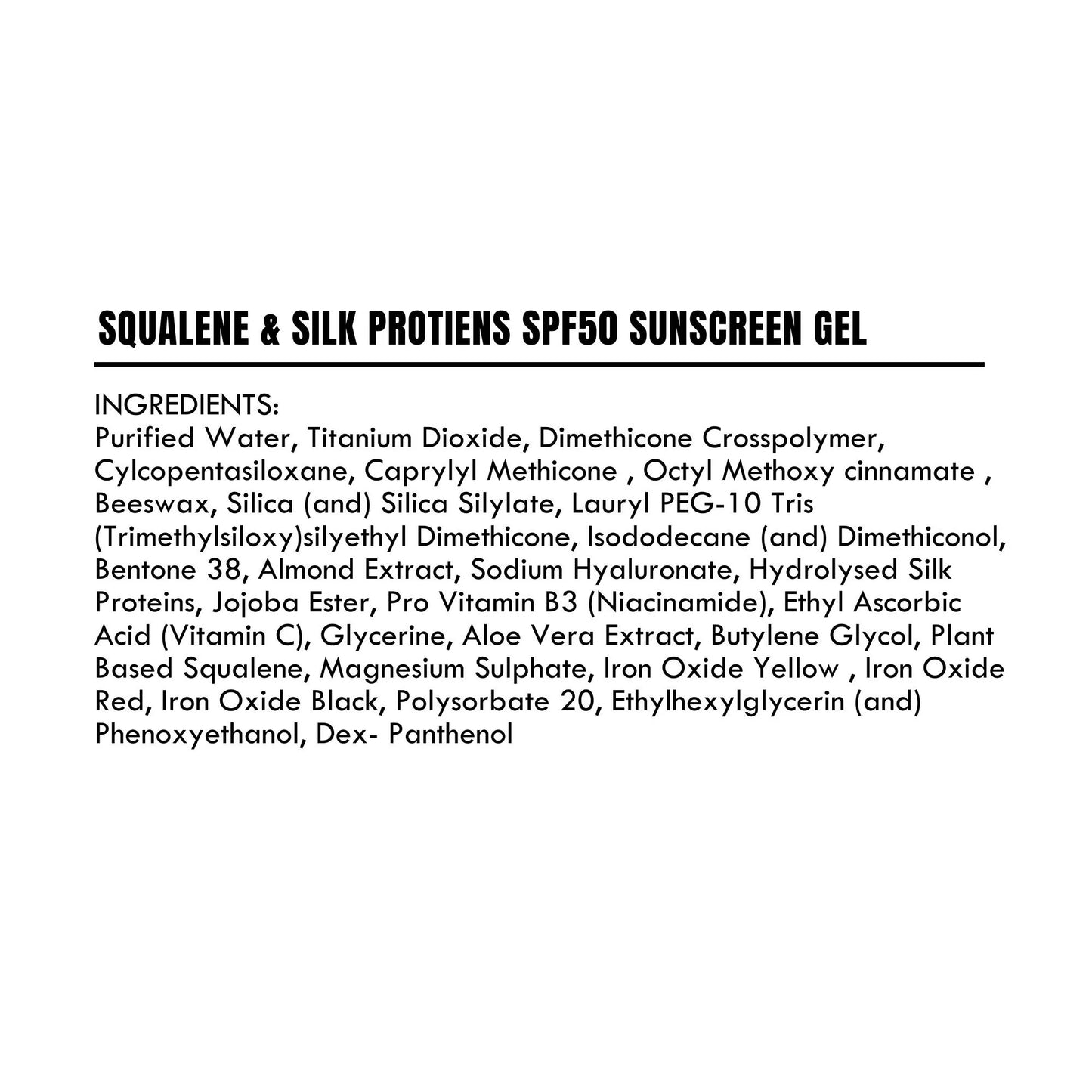 Detoxie Squalene & Silk Protiens SPF50 Sunscreen Gel For All Skin Types - 50 ml - Pack of 1