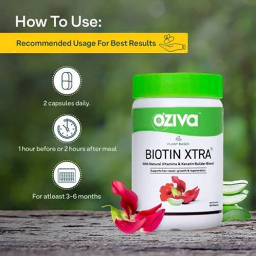 OZiva Plant Based Biotin Xtra Capsules -60 Caps