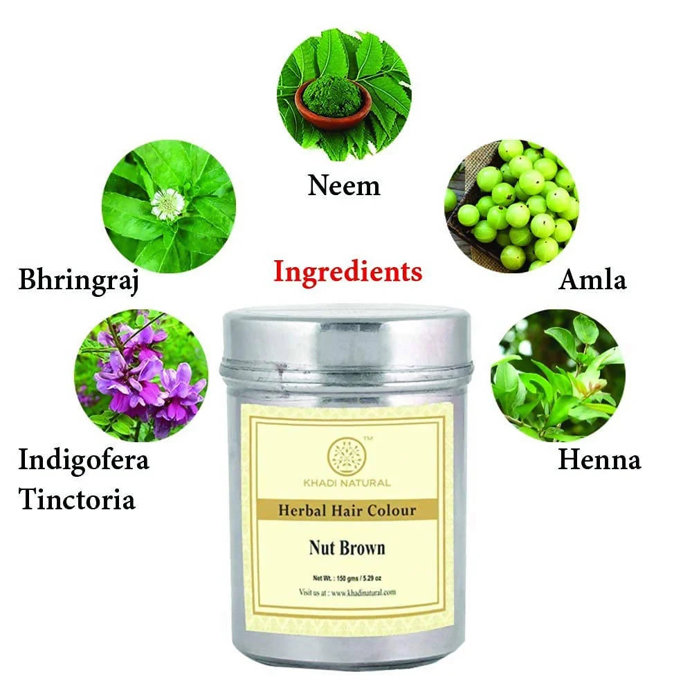 Khadi Natural Nut Brown Henna Herbal Hair Color - 150 gm