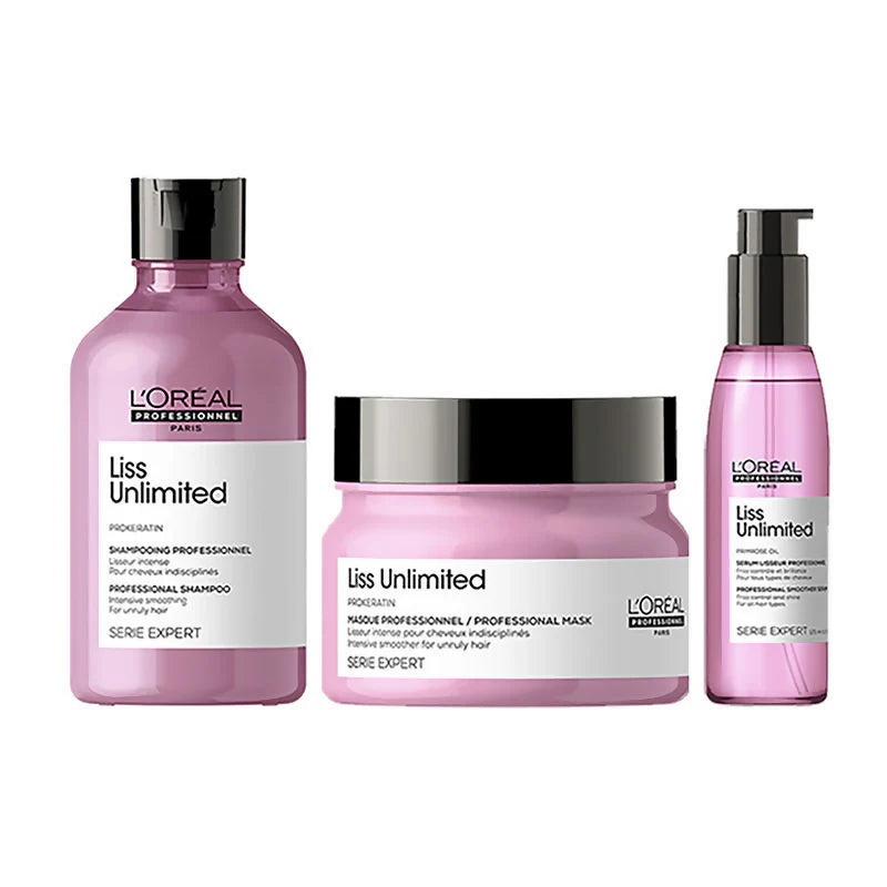 L'Oreal Professionnel Liss Unlimited Shampoo, Hair Mask & Hair Serum Serie Expert -combo