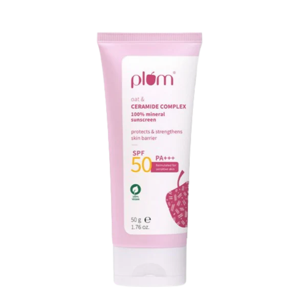 Plum Oat & Ceramide Complex 100% Mineral Sunscreen SPF 50 PA+++ - 50 gm