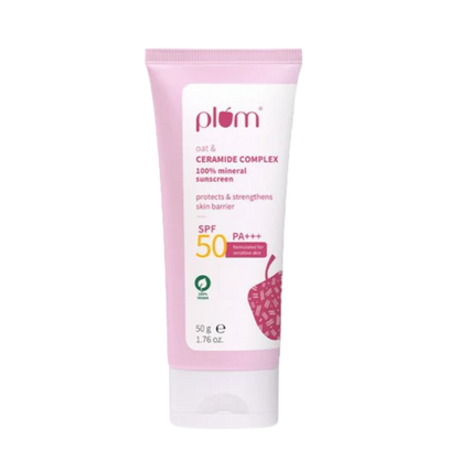 Plum Oat & Ceramide Complex 100% Mineral Sunscreen SPF 50 PA+++ - 50 gm