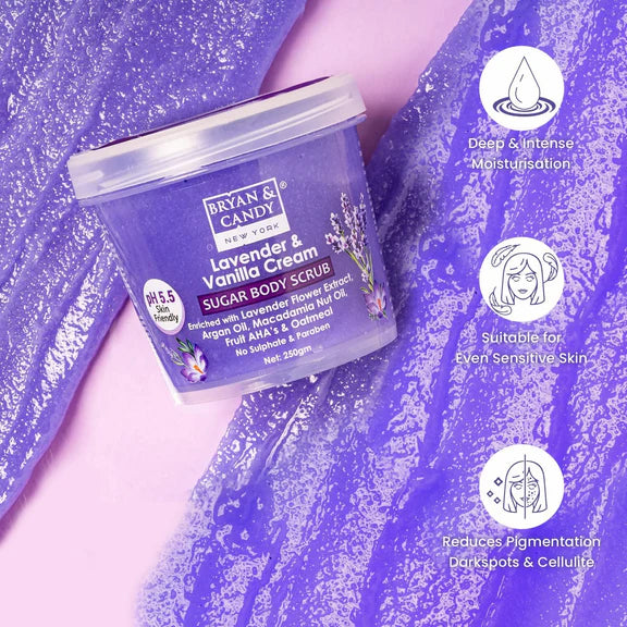 Bryan & Candy Lavender & Vanilla Cream Sugar Body Scrub - 250 gm