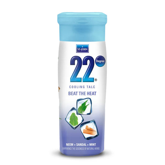VI-JOHN 22 Degree Cooling Talc Beat the Heat Neem,Sandal and Mint - 300 gm