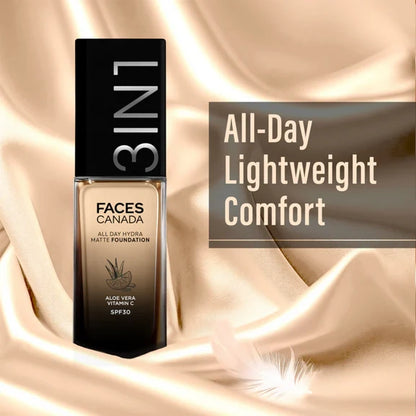 Faces Canada All Day Hydra Matte 3 in 1 Foundation - Medium Natural 022 - 30 ml