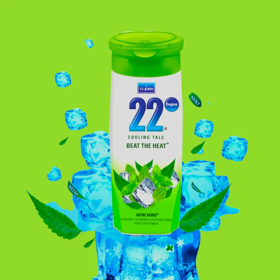 VI-JOHN 22 Degree Cooling Talc Beat the Heat Neem and Mint - 300 gm