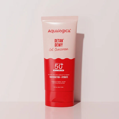 Aqualogica Detan+ Dewy Gel Sunscreen SPF 50+ PA++++ with 2% Kojic-Hyaluron Complex™ & Wild Berries
