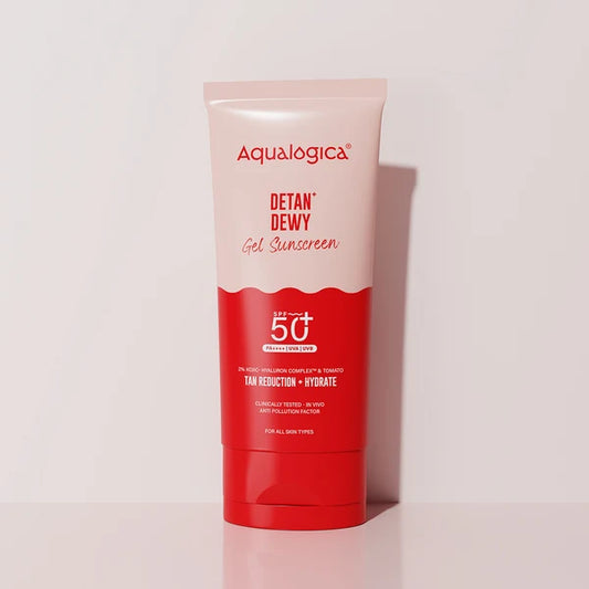 Aqualogica Detan+ Dewy Gel Sunscreen SPF 50+ PA++++ with 2% Kojic-Hyaluron Complex™ & Wild Berries