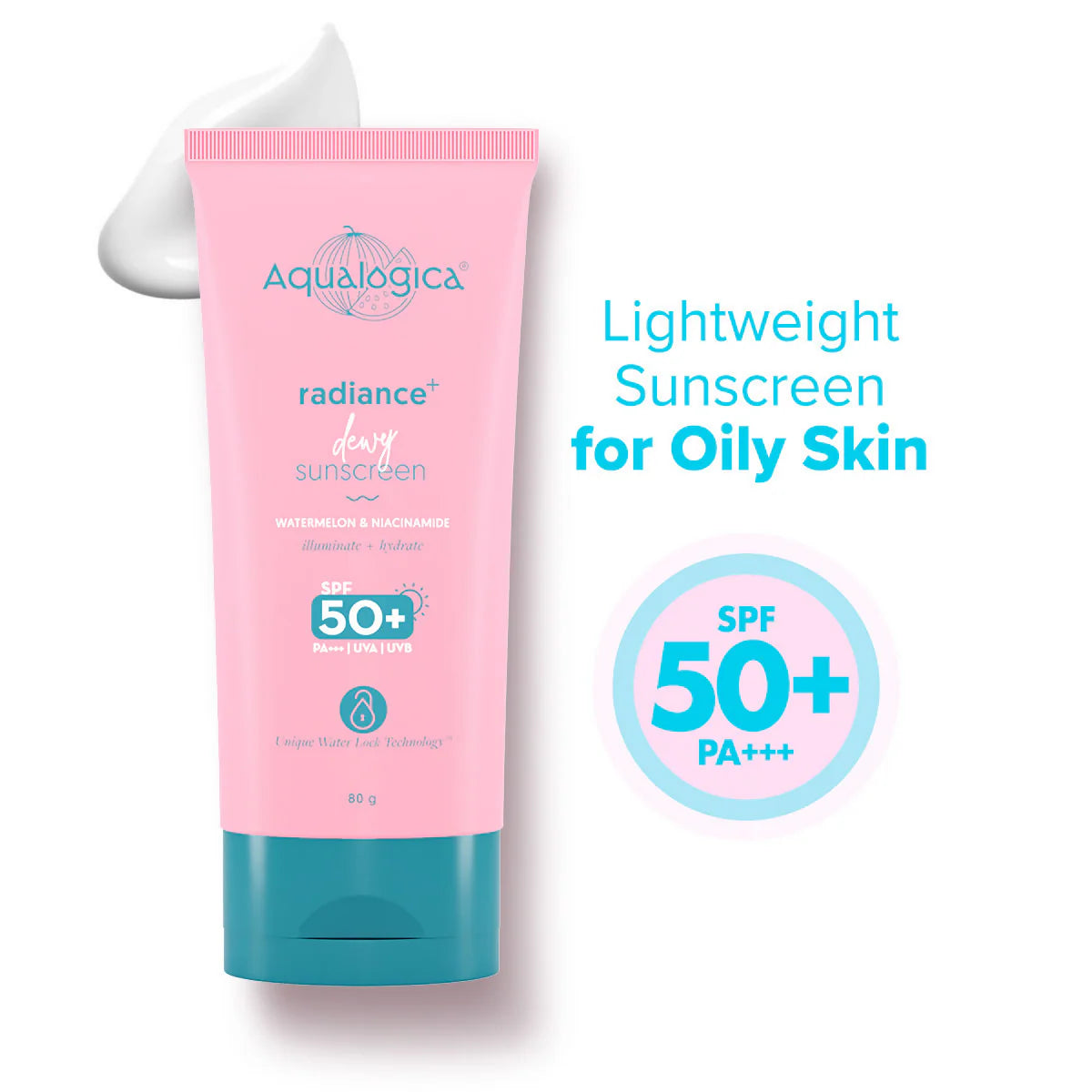 Aqualogica Radiance+ Dewy Lightweight Sunscreen Gel SPF 50+ PA+++ - 80 gm