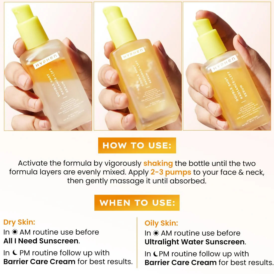 Hyphen Double Shot Face Serum with 18% Brightening & 20% Collagen - 50 ml