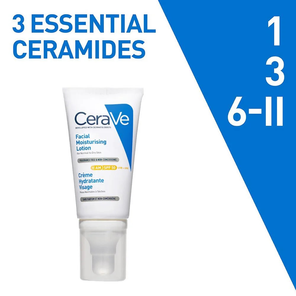 CeraVe AM Facial Moisturizing Lotion With Sunscreen SPF 50 - 52 ml