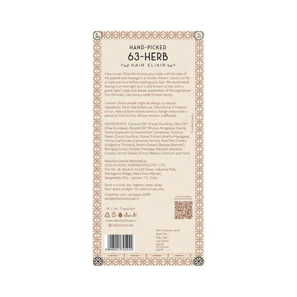 Old School Rituals 63-Herb Hair Elixir All-Natural Hair Oil For Growth Of Strong & Healthy Hair - 100 ml