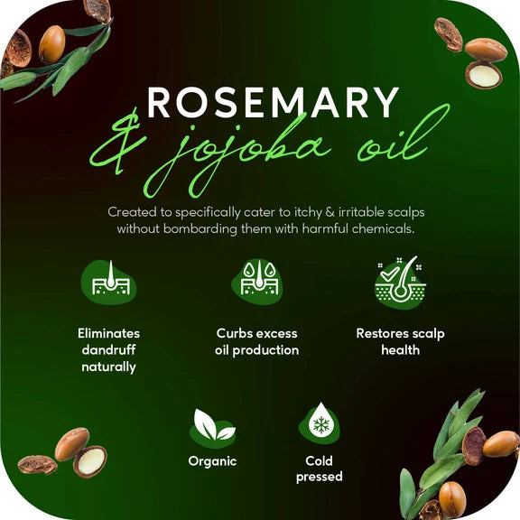Careberry Organic Rosemary & Jojoba Anti Dandruff Hair Oil - 200 ml