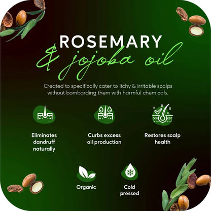 Careberry Organic Rosemary & Jojoba Anti Dandruff Hair Oil - 200 ml